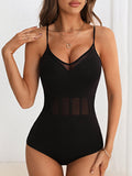 Body con bretelle sottile inserto in rete