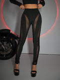 Leggings tulle a contrasto inserto