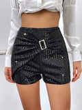 Shorts dettaglio fibbia paillettes