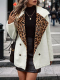 Cappotto teddy con modello leopardo con doppio petto